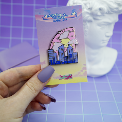 City Sunrise Vaporwave Enamel Pin