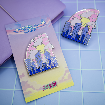 City Sunrise Vaporwave Enamel Pin