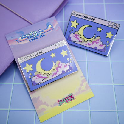 Dreaming.EXE Vaporwave Enamel Pin