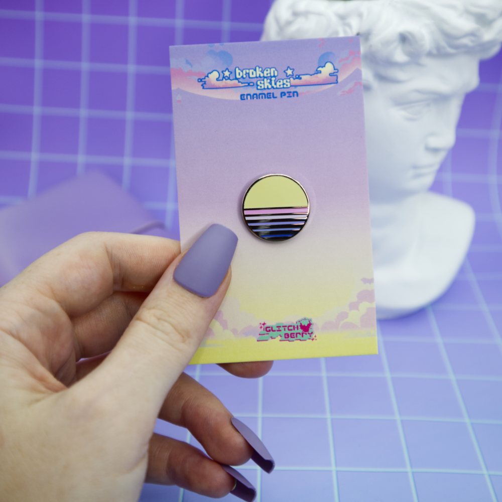 Gradient Vaporwave Sun Enamel Pin