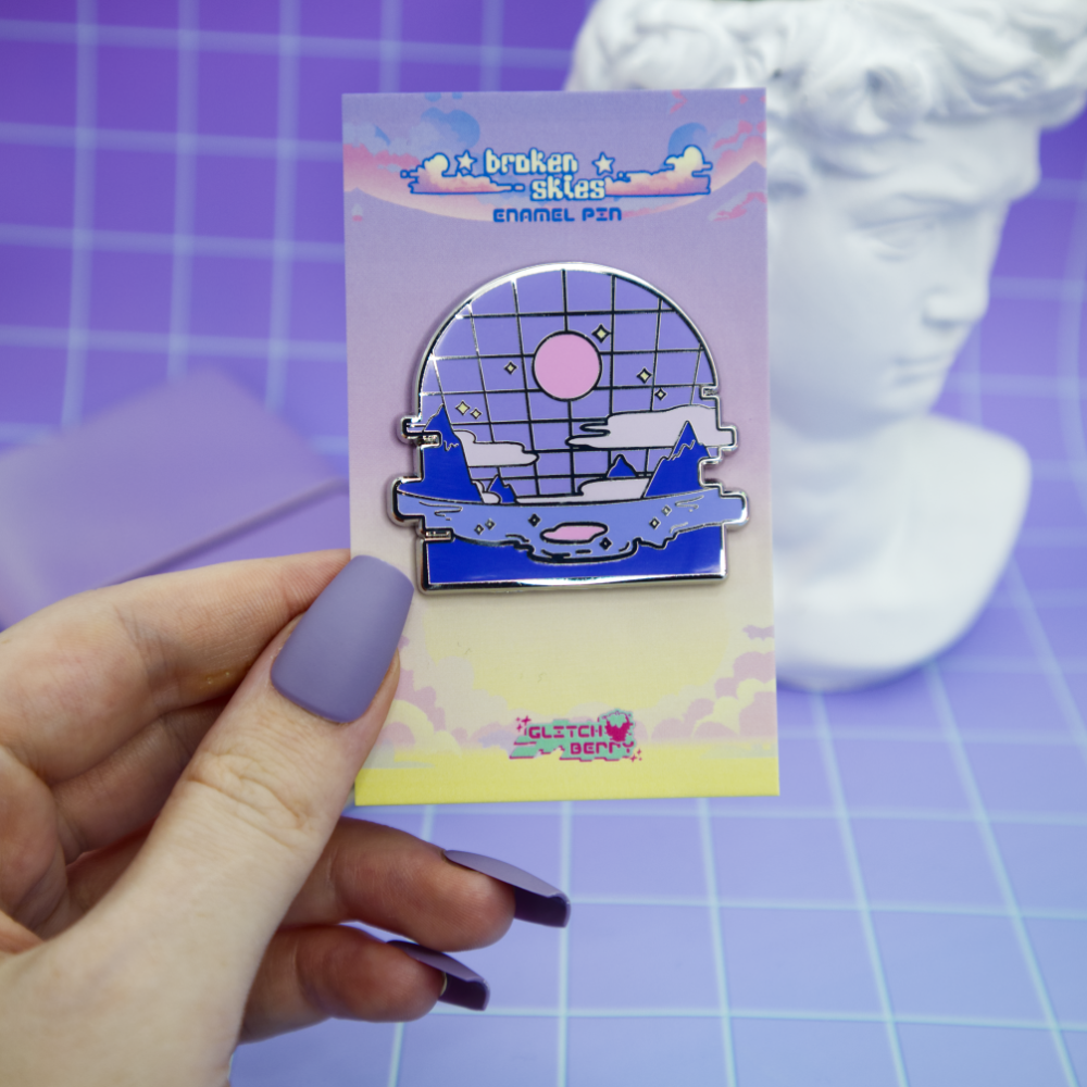 Grid Beach Vaporwave Enamel Pin