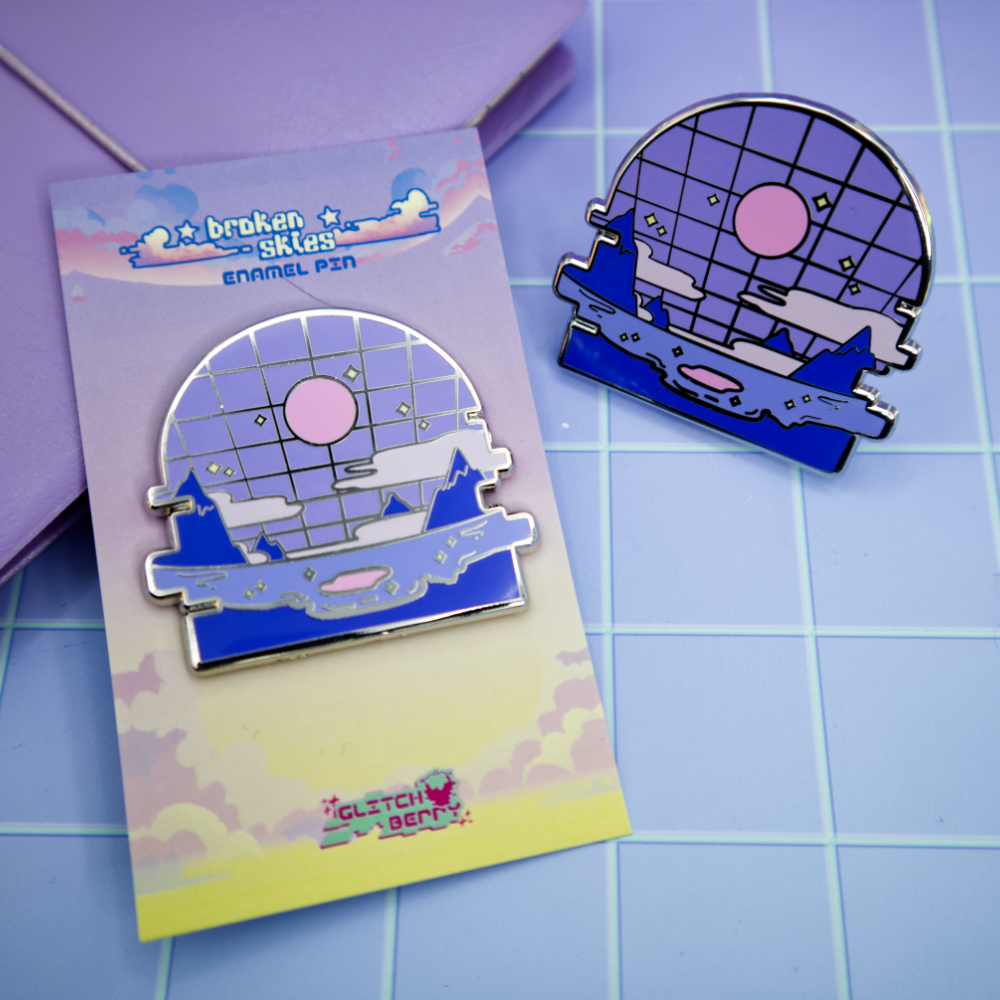 Grid Beach Vaporwave Enamel Pin