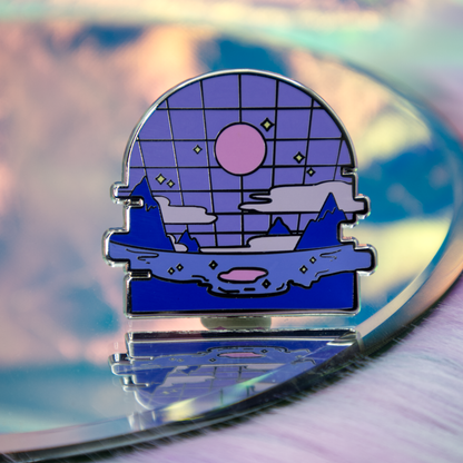 Grid Beach Vaporwave Enamel Pin