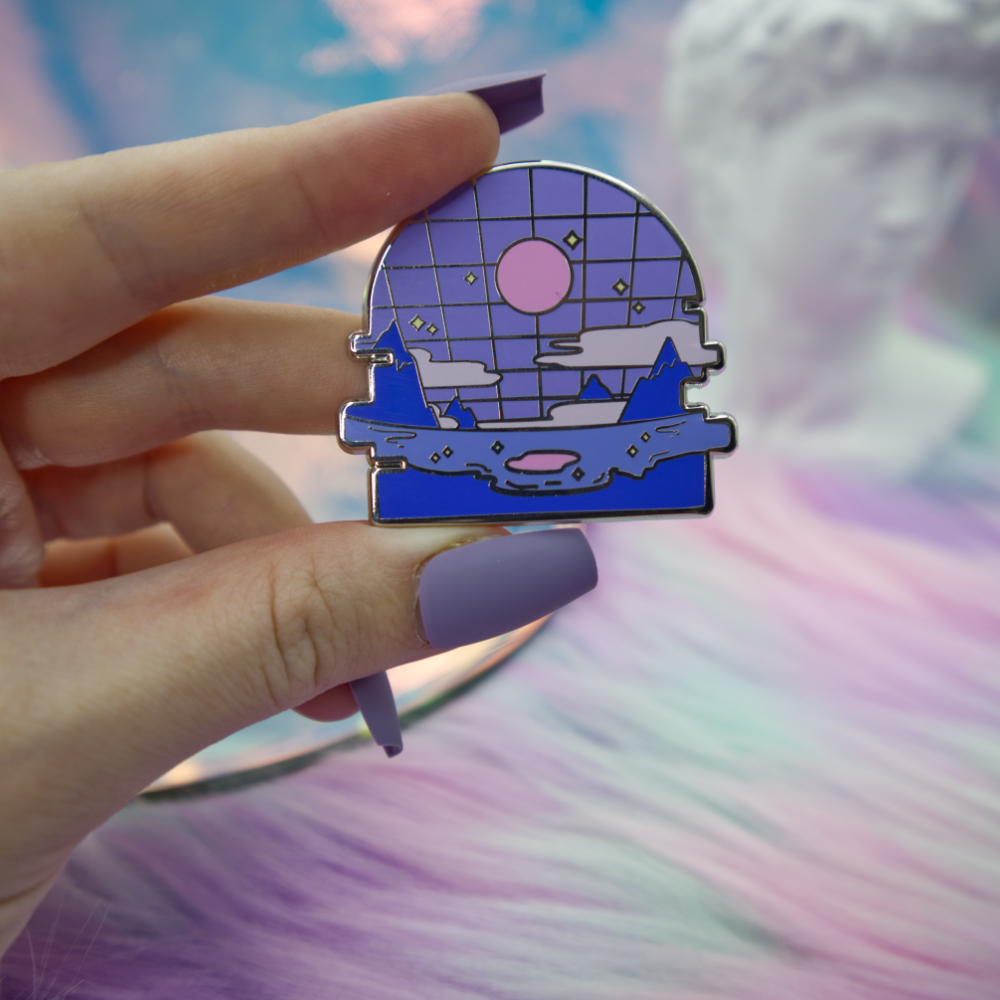 Grid Beach Vaporwave Enamel Pin