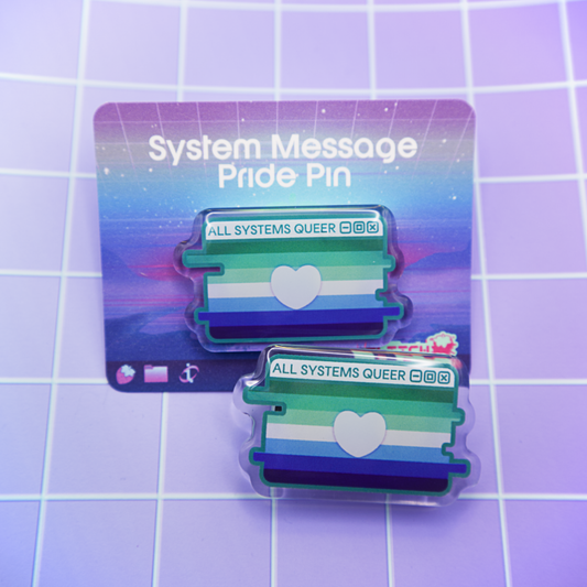 Gay/MLM Pride System Message Acrylic Pin