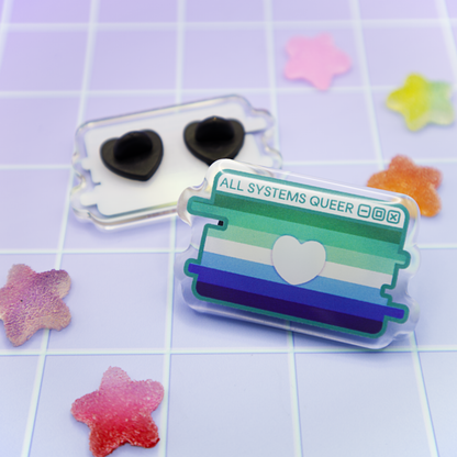 Gay/MLM Pride System Message Acrylic Pin