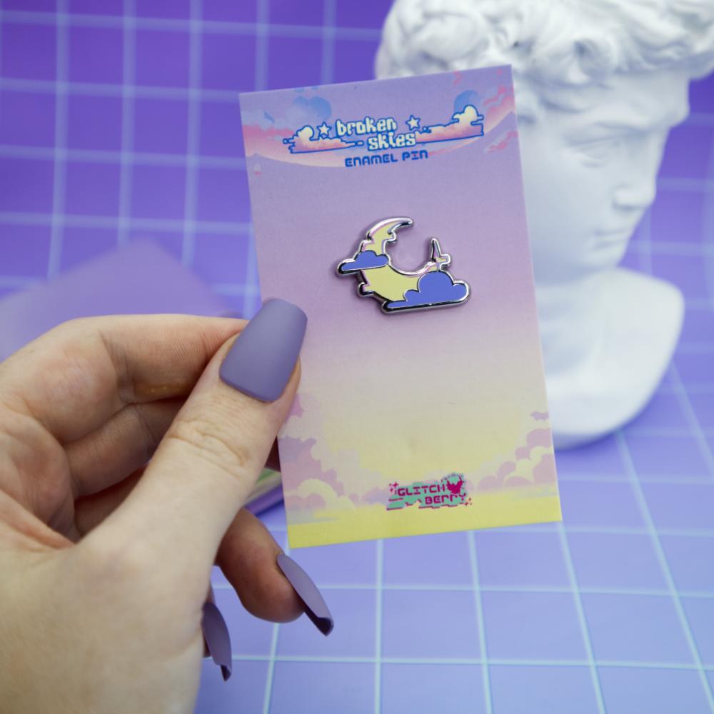 Mini Moon Vaporwave Enamel Pin