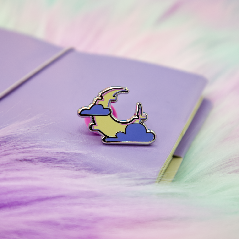 Mini Moon Vaporwave Enamel Pin