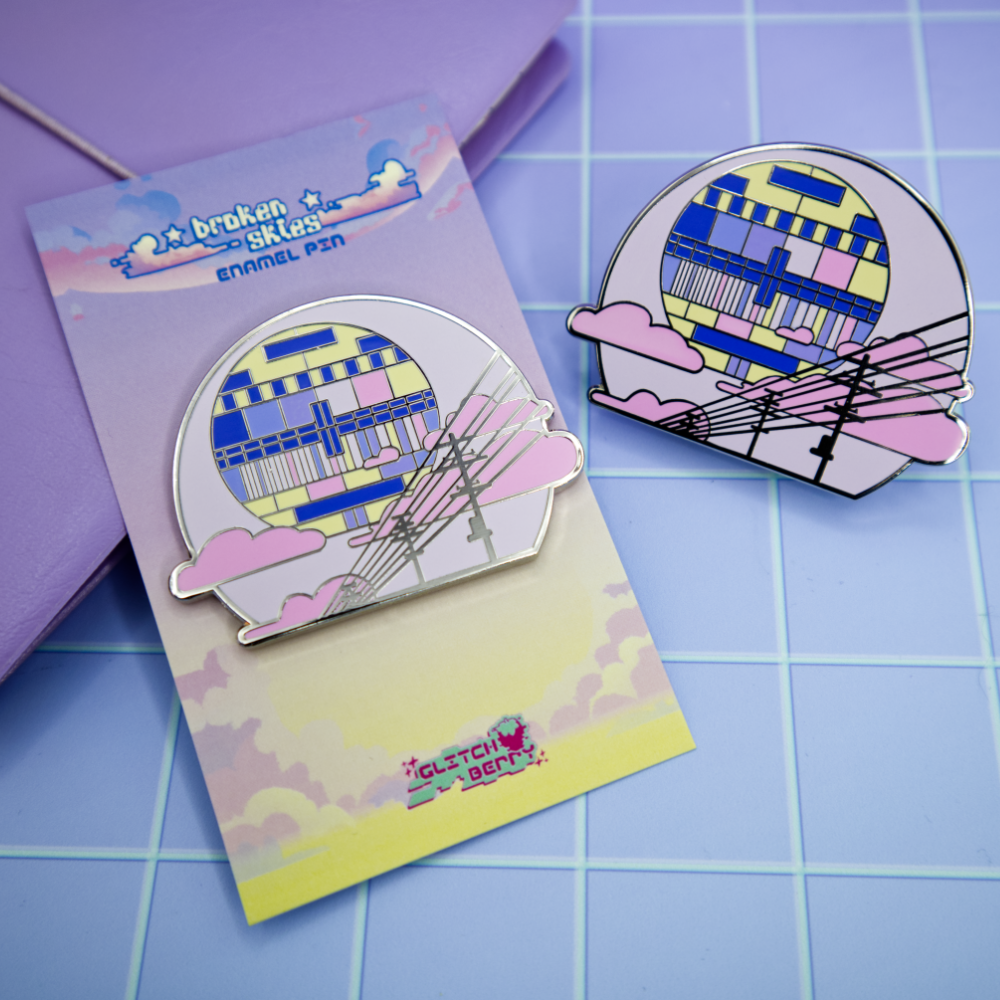 Power Lines Vaporwave Enamel Pin