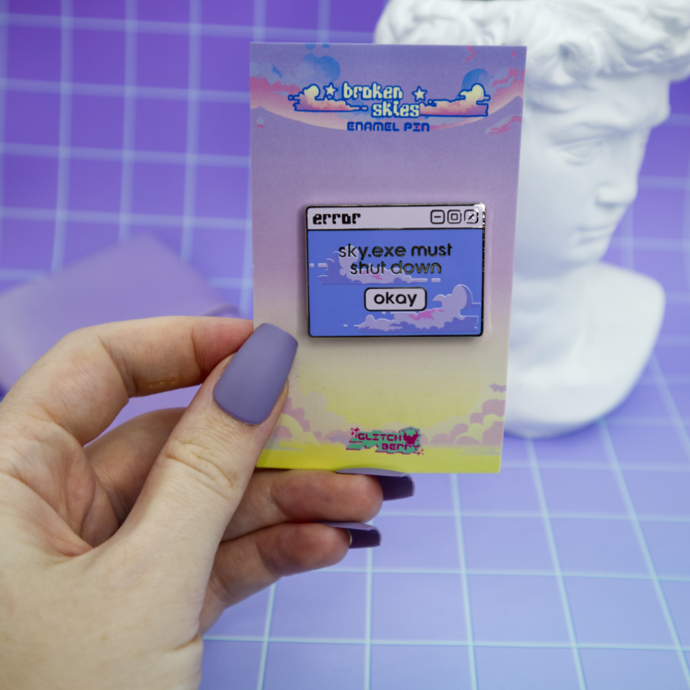 Sky.EXE Error Vaporwave Enamel Pin