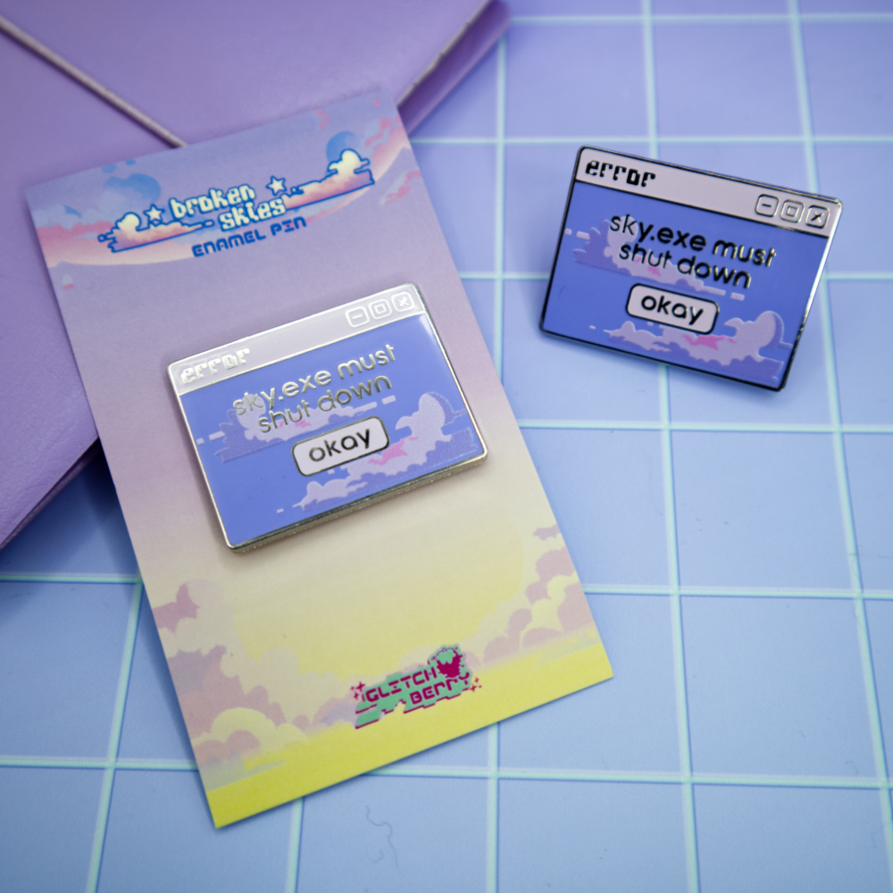 Sky.EXE Error Vaporwave Enamel Pin