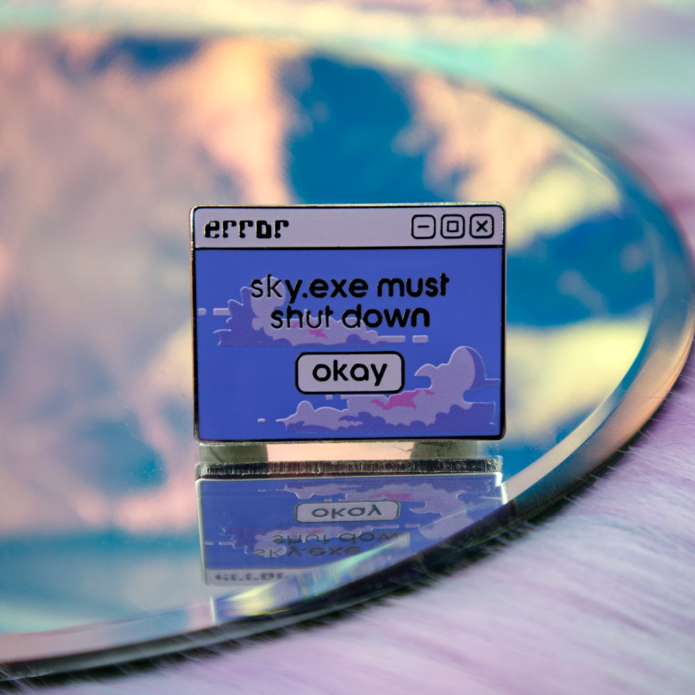 Sky.EXE Error Vaporwave Enamel Pin