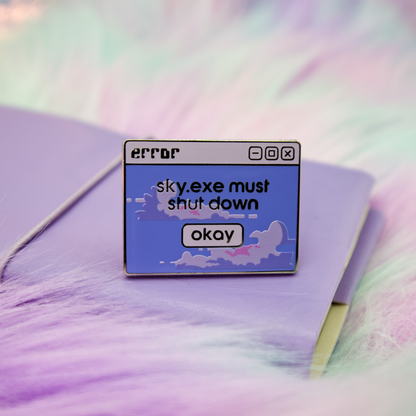 Sky.EXE Error Vaporwave Enamel Pin